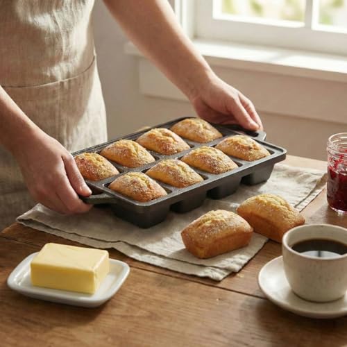 Flavehc 2pack Cast Iron Mini Loaf Pans 8-Cavity Bread Loaf Pans Pre-Seasoned Baking Pan Molds with Handle Bread Pans for Homemade Bread - Image 4