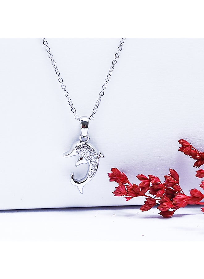 FLUFFY Dolphin Soft Necklaces Of Fluffy Women's Accessories-Silver  - Image 1