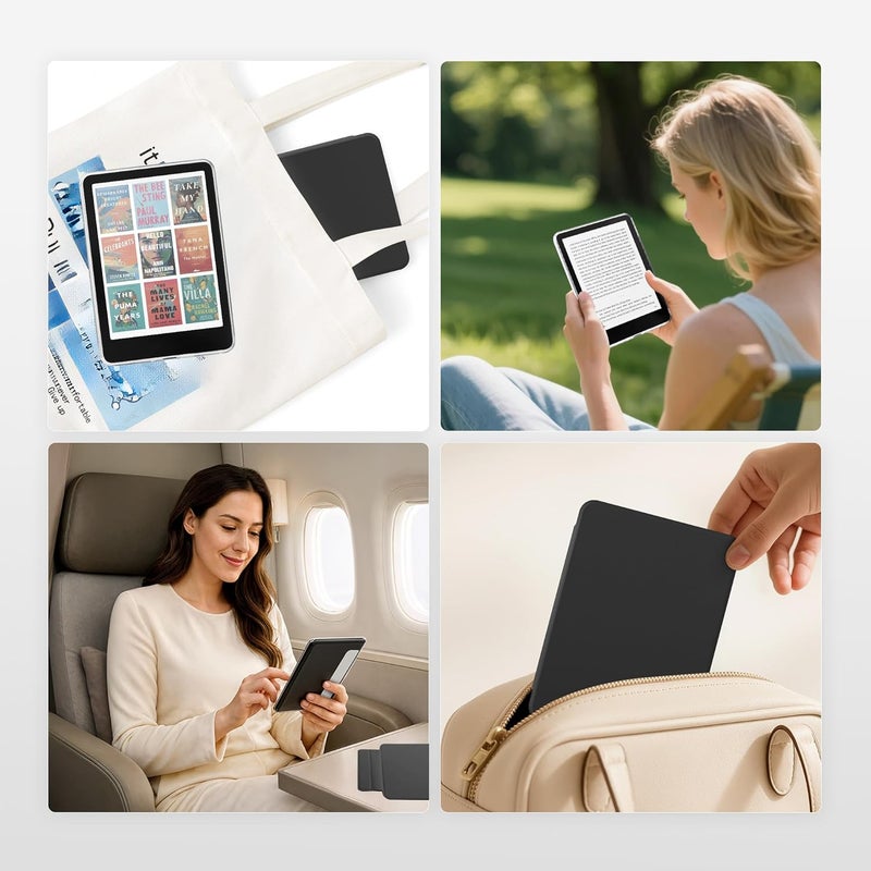 حافظة مغناطيسية قابلة للفك من لجهاز Kindle Paperwhite مقاس 7 بوصة، الجيل الثاني عشر 2024 وKindle Colorsoft Signature Edition، غلاف خارجي رقيق من البولي يوريثان (PU) مع وظيفة تشغيل/إيقاف التلقائي، لون أسود - Image 5