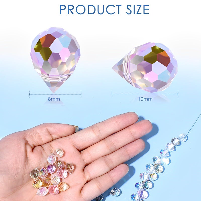 Twpribarn Crystal Beads, 50pcs Glass Beads, Assorted Crystal Beads for Jewelry Making, Shiny Teardrop Shape Jewelry Beads Glass Beads Bulk for DIY Craft Necklace Bracelet Earring(8x10mm, Mixed Colors) - Image 4