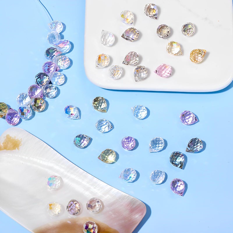 Twpribarn Crystal Beads, 50pcs Glass Beads, Assorted Crystal Beads for Jewelry Making, Shiny Teardrop Shape Jewelry Beads Glass Beads Bulk for DIY Craft Necklace Bracelet Earring(8x10mm, Mixed Colors) - Image 2