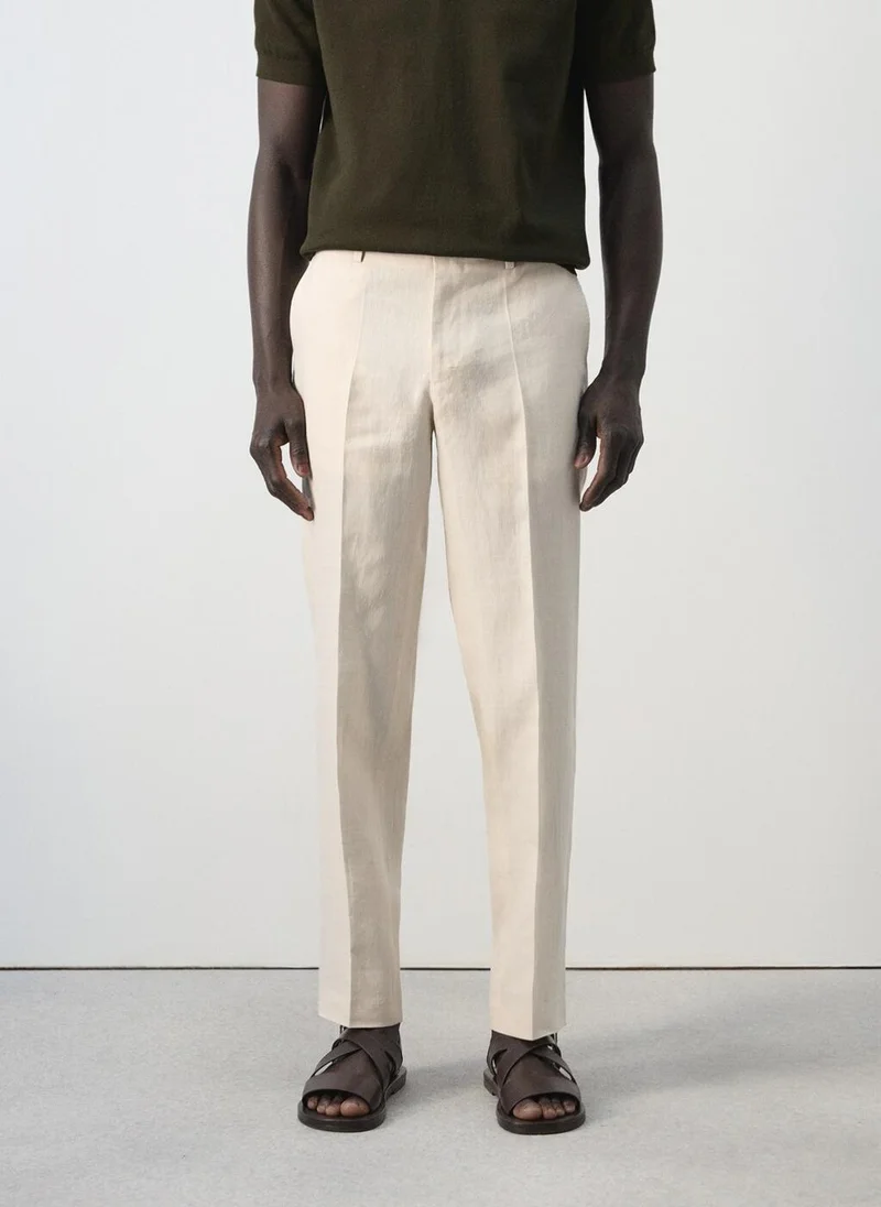 Mango Man Amalfi 100% linen slim-fit suit trousers