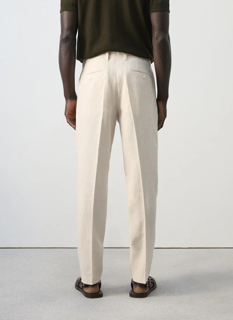 Mango Man Amalfi 100% linen slim-fit suit trousers