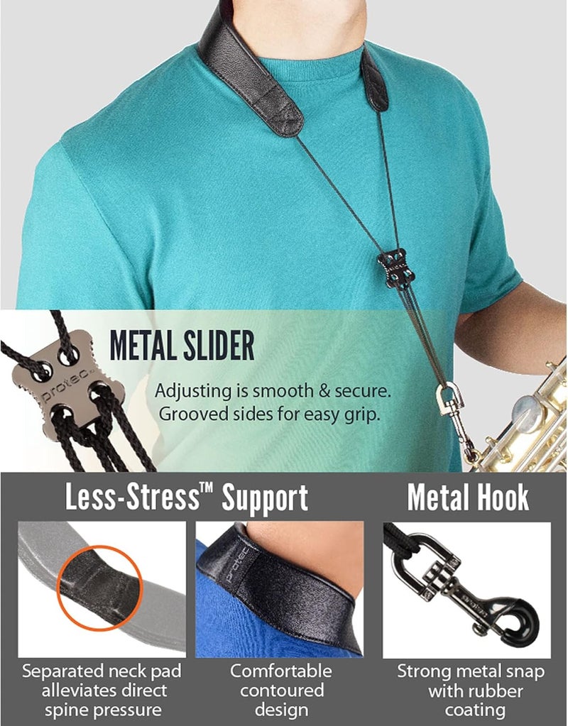 ProTec Pro Tec L310M 22-Inch Leather Neck Strap with Metal Snap, Black - Image 2