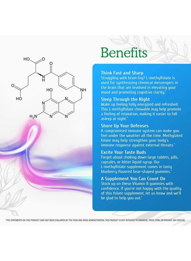 Wild & Organic - Lmethylfolate 15Mg Gummies Vitamin B Folate To Help Improve Wellness Mood Sleep Quality Brain Function Natural Diet Supplement For Supporting Immunity & Energy 60 Chewables - Image 1