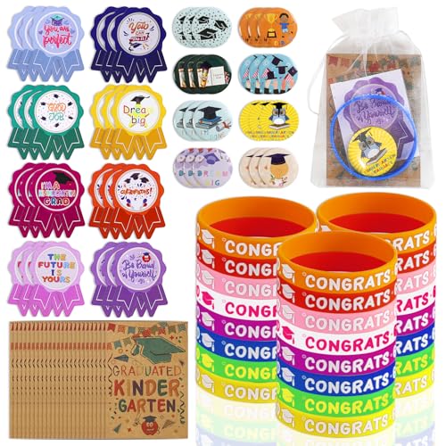 fethwoin 120Pcs Kindergarten Graduation Gifts for Boys and Girls, 24 Sets Congrats Grad Preschool Graduation Gifts 2025, Kids Grad Wristbands Pins Presents for Pre k Graduation Party Decorations Favors - Image 1