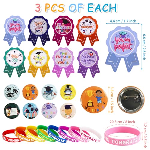 fethwoin 120Pcs Kindergarten Graduation Gifts for Boys and Girls, 24 Sets Congrats Grad Preschool Graduation Gifts 2025, Kids Grad Wristbands Pins Presents for Pre k Graduation Party Decorations Favors - Image 2