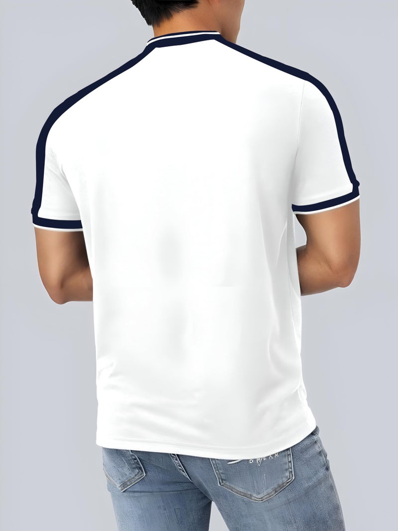 Jump cuts||High Neck Tshirt for Men||Half Sleeve||Cottonblend Regular Fit Tshirt for Men||Turtle Neck Tshirts for Men White - Image 2