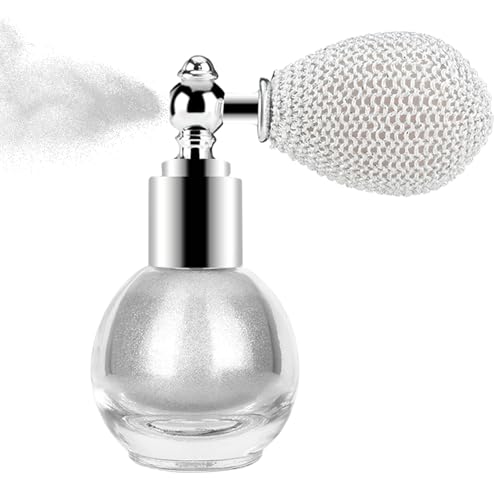 KYDA Glitter Powder Spray Loose Shimmer Powder Highlighter Spray Makeup for Face Body Hair Lasting Glitter Hairspray Cosmetic Sparkling Body Makeup Metallic Silver - Image 2