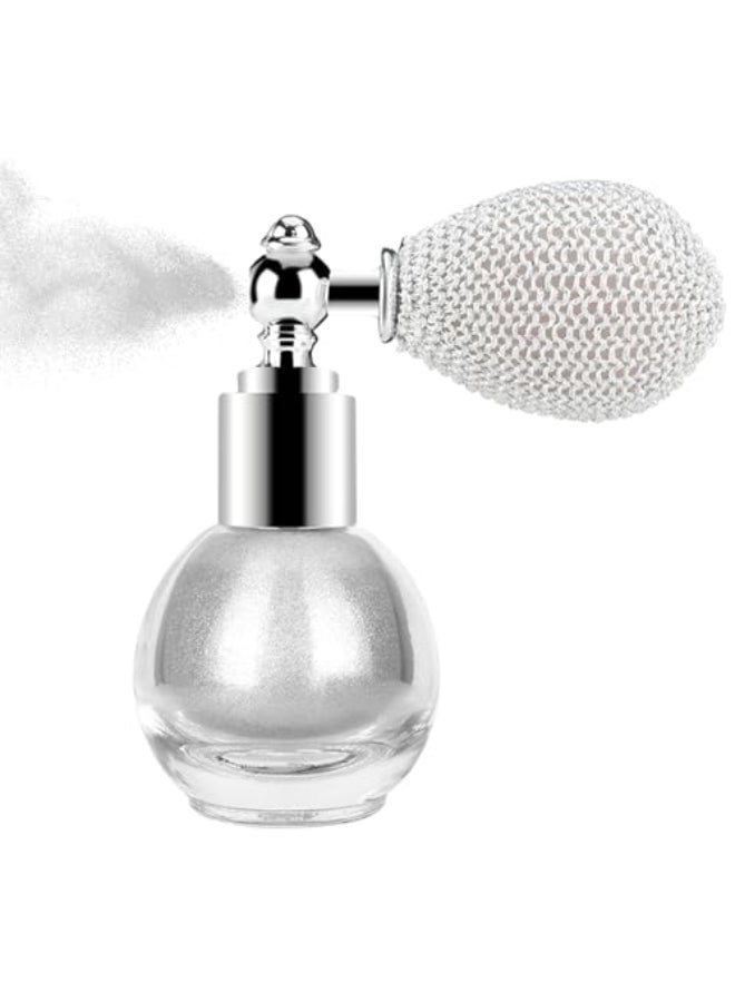 KYDA Glitter Powder Spray Loose Shimmer Powder Highlighter Spray Makeup for Face Body Hair Lasting Glitter Hairspray Cosmetic Sparkling Body Makeup Metallic Silver - Image 1