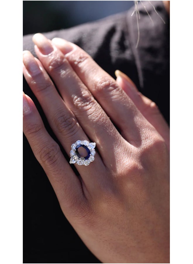 Artsy Silver - Blue Sapphire Oval Ring - Image 1