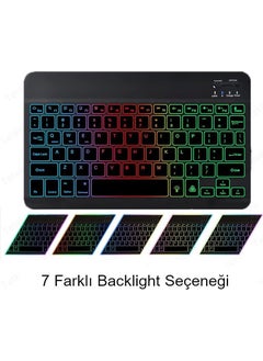 RGB 7 Color Rainbow Bluetooth Wireless Turkish Keyboard - Android Ios Windows Compatible - Rechargeable - 10 Inch - Multimedia - Ultra Thin Design - pzsku/Z0DD52D1A6C7FBA97C848Z/45/_/1725791060/a4ce65bc-5fb7-442d-b386-b1ebaf061bf7