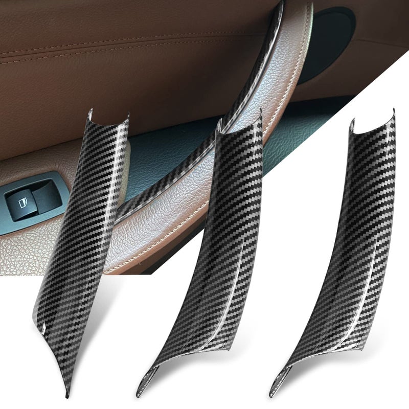 Jaronx Compatible with BMW X5 E70X6 E71 Door Handle Covers3PCS LeftRight Side Interior Door Pull Handle Covers for X5 E70 20082013X6 E71 20082014 Carbon Fiber Pattern