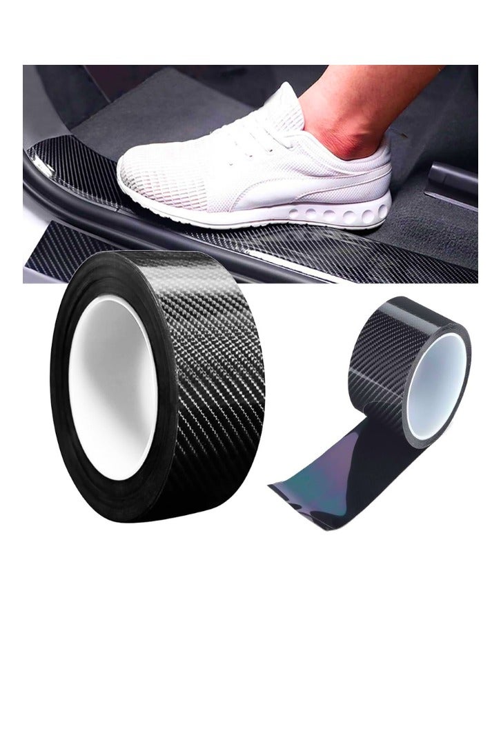 تشيس اب واقيات حواف أبواب السيارات، واقي عتبة الباب، 5D ألياف الكربون، فيلم لف الفينيل، شريط حماية طلاء المصد، لوحة خدش مضادة للتصادم، عالمي لمعظم السيارات (7 سم × 3 م) - Image 1