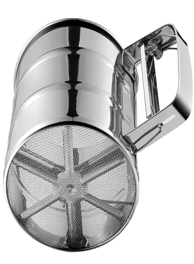 REDUCK™ Stainless Steel Flour Sifter for Baking Double Layer Fine Mesh Baking Sifter One Hand Press Crank for Powdered Sugar Shaker Duster Flour Sieve for Baking Cakes Pack of 1 - Image 1