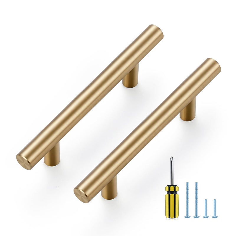Ravinte 20 Pack Kitchen Cabinet Handles Champagne Bronze 3 Inch Hole Center Stainless Steel Pulls for Dresser Drawer Cupboard Handles with Screwdriver, 5 Inch Length - Image 1