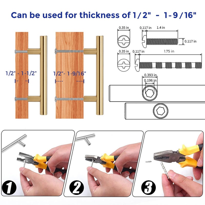 Ravinte 20 Pack Kitchen Cabinet Handles Champagne Bronze 3 Inch Hole Center Stainless Steel Pulls for Dresser Drawer Cupboard Handles with Screwdriver, 5 Inch Length - Image 5