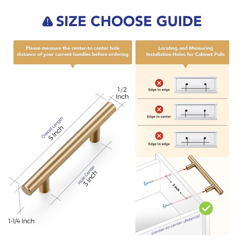 Ravinte 20 Pack Kitchen Cabinet Handles Champagne Bronze 3 Inch Hole Center Stainless Steel Pulls for Dresser Drawer Cupboard Handles with Screwdriver, 5 Inch Length - Image 3