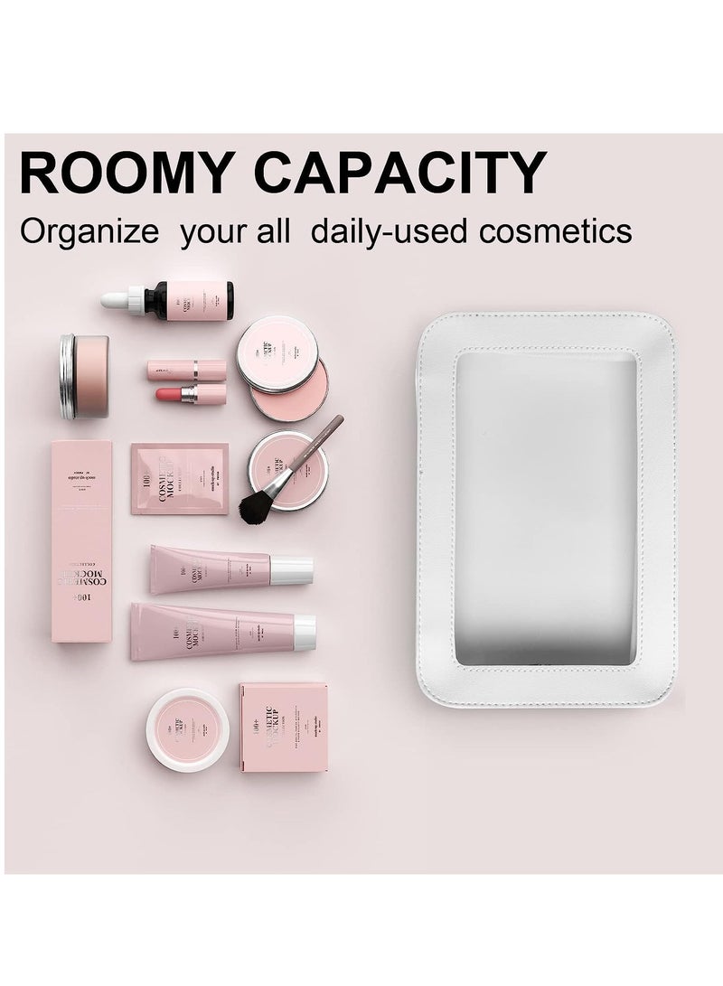 SYOSI Clear Makeup Bags, TSA Approved Toiletry Bag with Zipper, Clear Makeup Organizer Fit Carry on Travel Essentials,Clear Cosmetic Bags for Women Men C Beige - Image 3