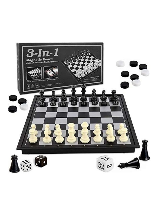 لوح مغناطيسي 3 في 1: الشطرنج/ الشطرنج/ لعبة الطاولة - Image 1