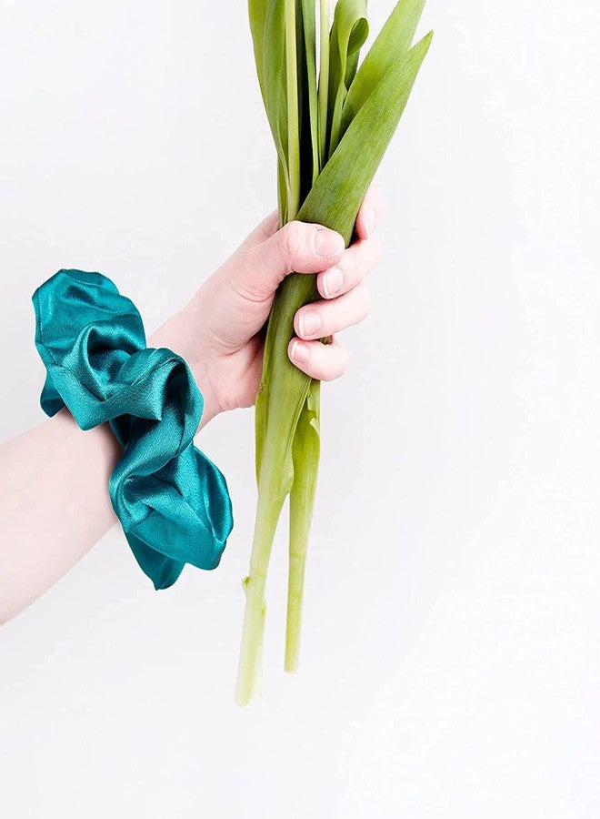 Belicia Black Big Satin Scrunchies for Women Large Scrunchie Blue Satin Hair Ties Oversized Thick Elastic Jumbo Hair Scrunchies 6 Pack (black,gold,champagne,blue,green,white) - Image 5