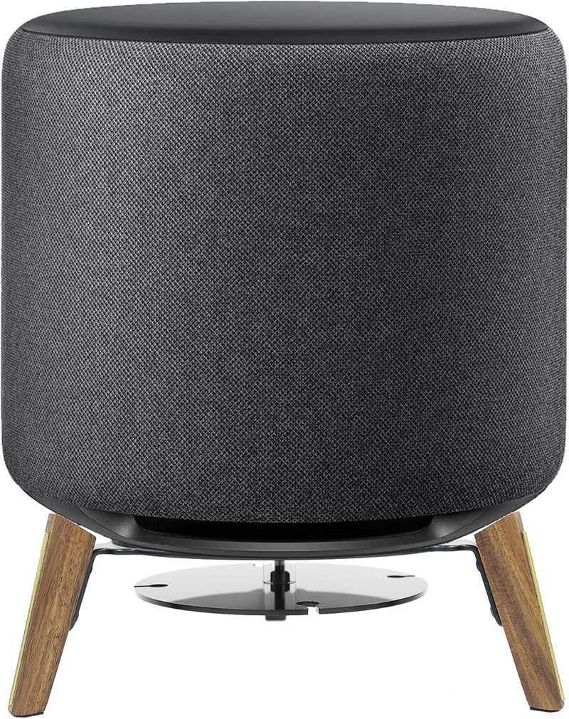 Alloery Universal Echo Sub Subwoofer Desktop Stand,Speaker Table Mount for Homepod and All Suitable Sized Small and Medium Speakers(Walnut with Metal Strip) - Image 1