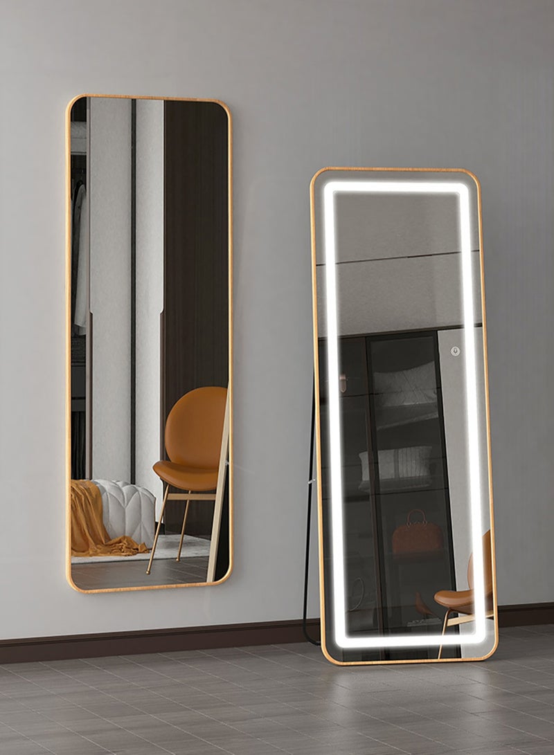 Merry Moments LED Mirror Modern Full Length Mirror Standing Hanging or Leaning Against Wall Floor Mirror Dressing Mirror Wall Mounted Mirror Aluminum Alloy Thin Golden Colour Frame 3 Color LED 50x160cm Type B - Image 2