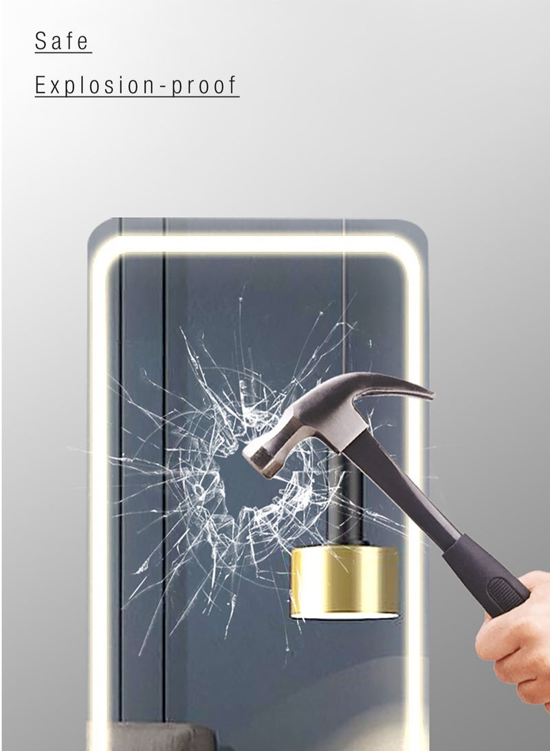 Merry Moments LED Mirror Modern Full Length Mirror Standing Hanging or Leaning Against Wall Floor Mirror Dressing Mirror Wall Mounted Mirror Aluminum Alloy Thin Golden Colour Frame 3 Color LED 50x160cm Type B - Image 5