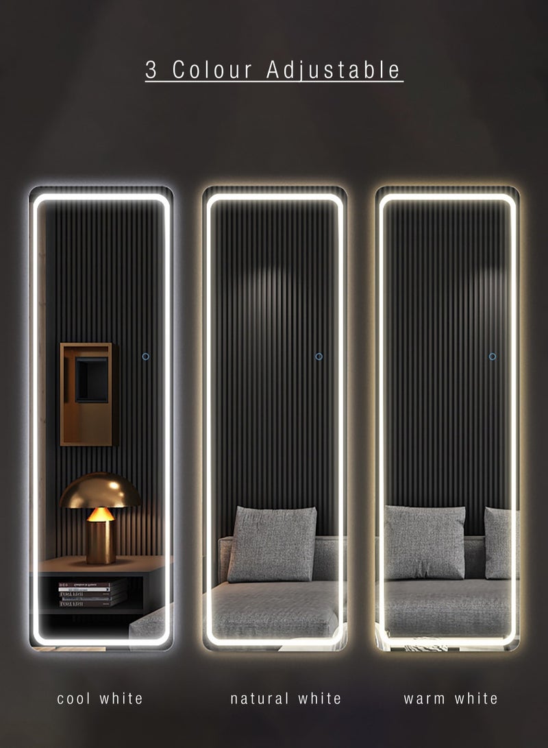 Merry Moments LED Mirror Modern Full Length Mirror Standing Hanging or Leaning Against Wall Floor Mirror Dressing Mirror Wall Mounted Mirror Aluminum Alloy Thin Golden Colour Frame 3 Color LED 50x160cm Type B - Image 4