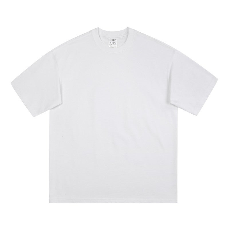 Xinjiang cotton 400g heavy long-staple cotton pure white cotton short-sleeved t-shirt summer round neck loose versatile undershirt - Image 2