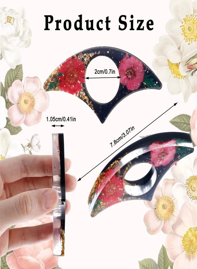 cobee Dried Flower Book Holder, 2 Pcs Handmade Thumb Book Page Holder Resin Reading Accessories Ring Book Opener Floral Bookmark for Teachers Book Lovers(Black,Purple,red) - Image 3