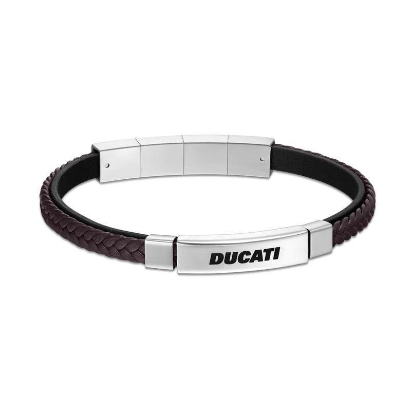 Ducati Voyage Brown Leather Bracelet for Men