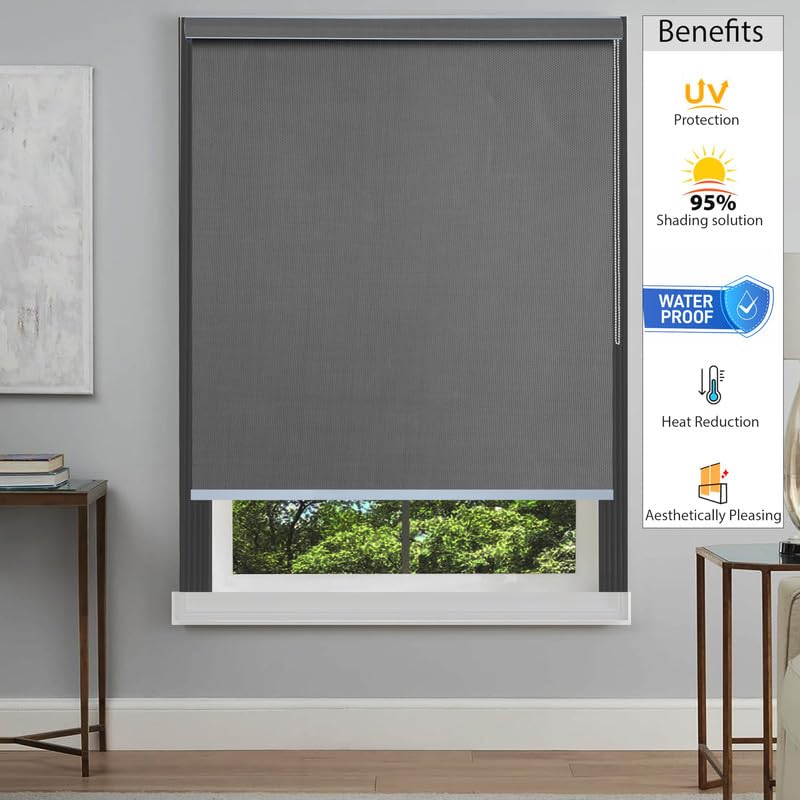 GREEN DECOR Waterproof Roller Blind with Pelmet Protect for Sun & Rain Blockage Corded Roll Up and Down Blind for Window, Door(Grey Color 4X5 Feet, Pack of 1 Piece) - Image 3