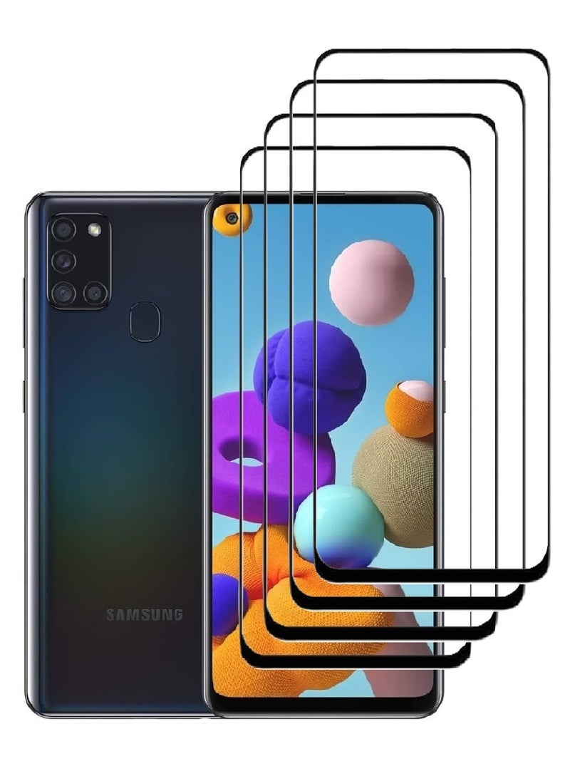 AINA 4 Pieces Tempered Glass Screen Protector 5D Designed For Samsung Galaxy A21s Full Glue Edge to Edge Full Screen Coverage And Bubble Free - Image 1