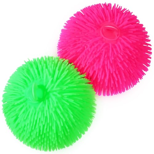 Sonwyoung 2 Pcs Puffer Ball 8 Inch Spiky Sensory Balls Bulk Bouncy Sensory Stress Relief Toy for Fidget Anxiety Game Classroom Prizes Party FavorsRose Red Green - Image 1