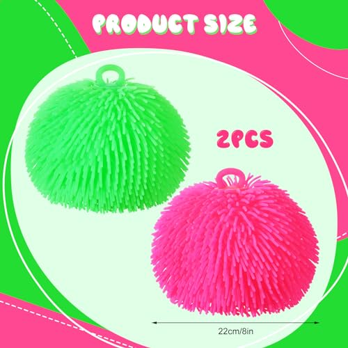 Sonwyoung 2 Pcs Puffer Ball 8 Inch Spiky Sensory Balls Bulk Bouncy Sensory Stress Relief Toy for Fidget Anxiety Game Classroom Prizes Party FavorsRose Red Green - Image 5