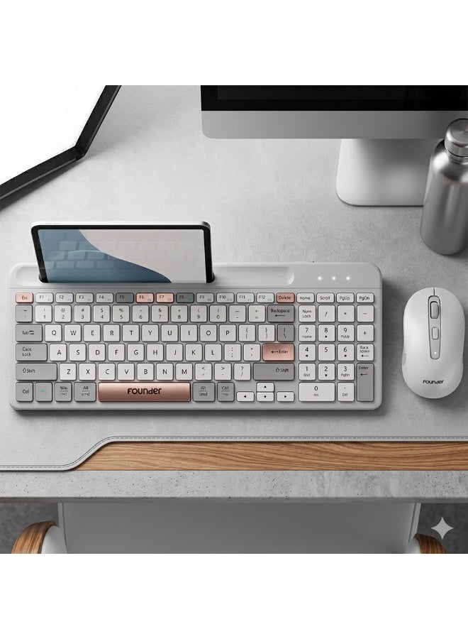 founder KN500 Wireless Keyboard and Mouse Combo with Tablet Stand, 2.4GHz, Scissor Switch, 1600 DPI, Compatible with Windows & Mac (Grey) - Image 4