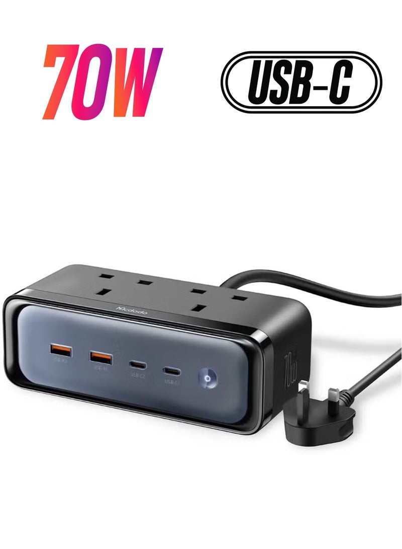 ELTRAZONE Charger 4590 Power Strip – 6-in-1 GaN Charger with 70W Output & Lightning Protection - Image 1