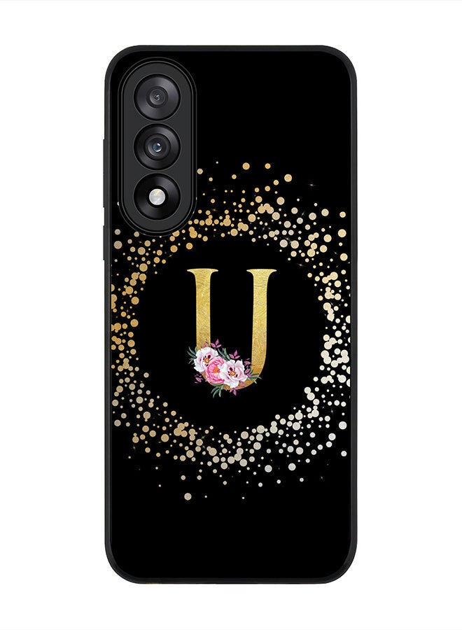 Stylizedd For OnePlus Nord 5 / Ace 5 Ultra Case,Slim fit Camera Protection, Shockproof Thin Phone cover  - Custom Monogram Floral - U ( Black )