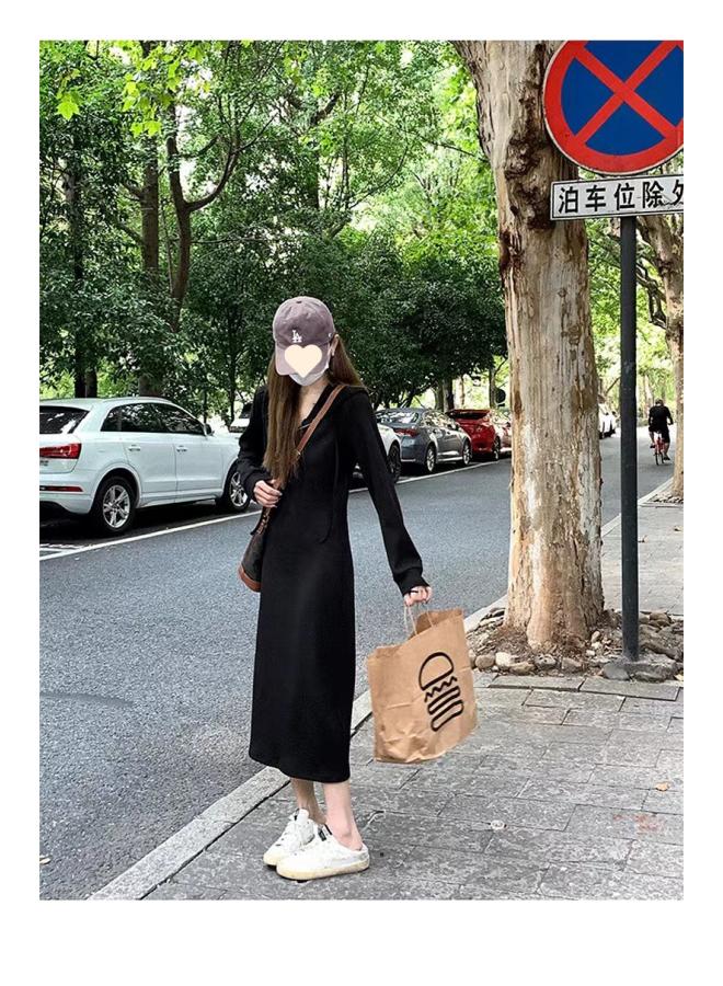 French-style Elegant Sweater Dress Early Autumn New Women's Long Dress With Overcoat Bottoming Dress