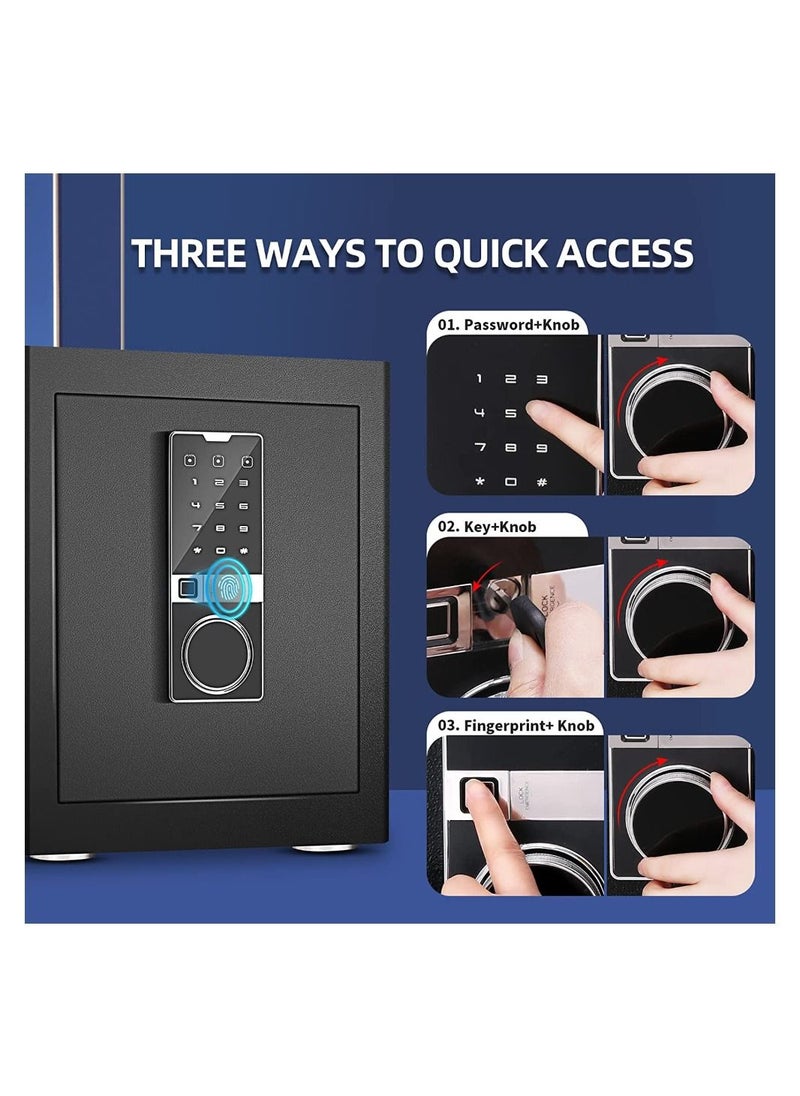 Cool Baby - COOLBABY Deluxe Biometric Fingerprint Safe Home Security Safe Box with Digital Touch Screen Keypad Storage Documents Jewelry Valuables-Black - Image 1