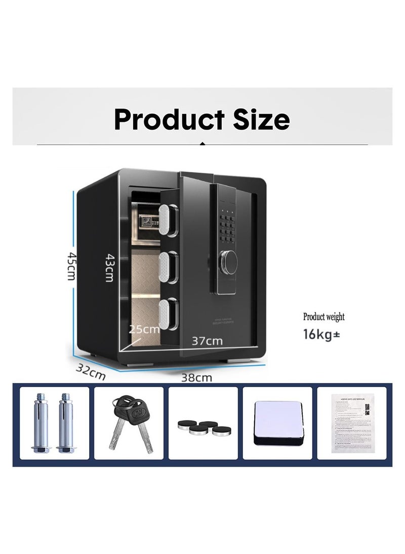 Cool Baby - COOLBABY Deluxe Biometric Fingerprint Safe Home Security Safe Box with Digital Touch Screen Keypad Storage Documents Jewelry Valuables-Black - Image 1
