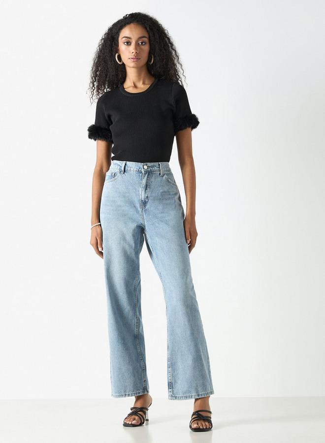 تواكستريمز تيشيرت سادة بتفاصيل من الفرو الصناعي من تو إكستريمز - Image 2