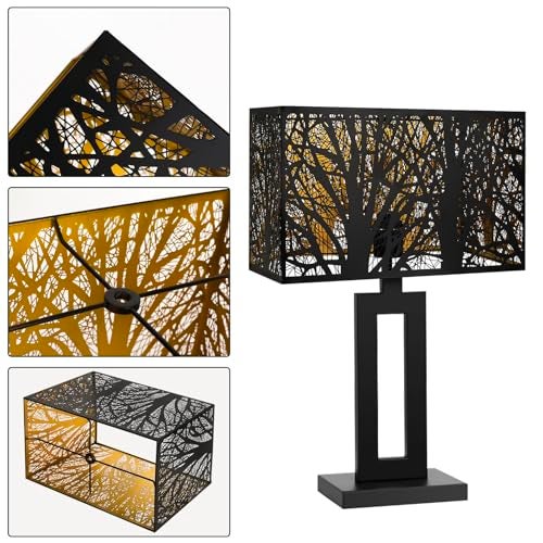 ALUCSET Metal Large Rectangular Lampshade For Table Lamp Floor Lamps,8"×14"×9" Black Outside Gold Inside Replacement Forest Rectangle Lamp Shade Spider Fitter - Image 2
