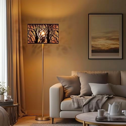ALUCSET Metal Large Rectangular Lampshade For Table Lamp Floor Lamps,8"×14"×9" Black Outside Gold Inside Replacement Forest Rectangle Lamp Shade Spider Fitter - Image 5