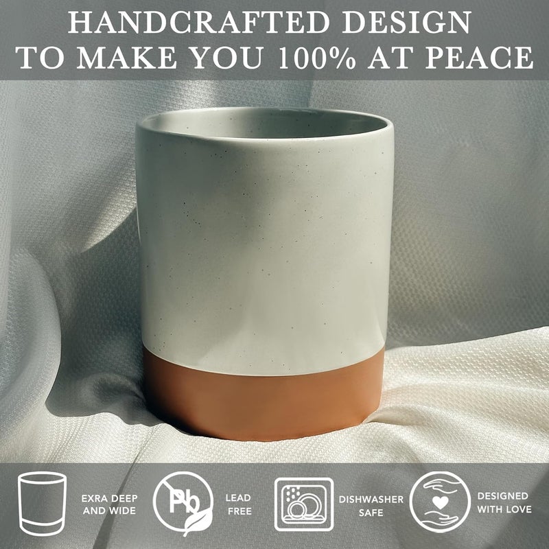 Mora Ceramic Kitchen Utensil Holder - Wooden Spoon & Spatula Crock for Countertop, Modern Farmhouse Home Decor, Extra Large 7.3" Cooking Organizer for Stove Top and Counter - Heavy & Sturdy - Grey - Image 3