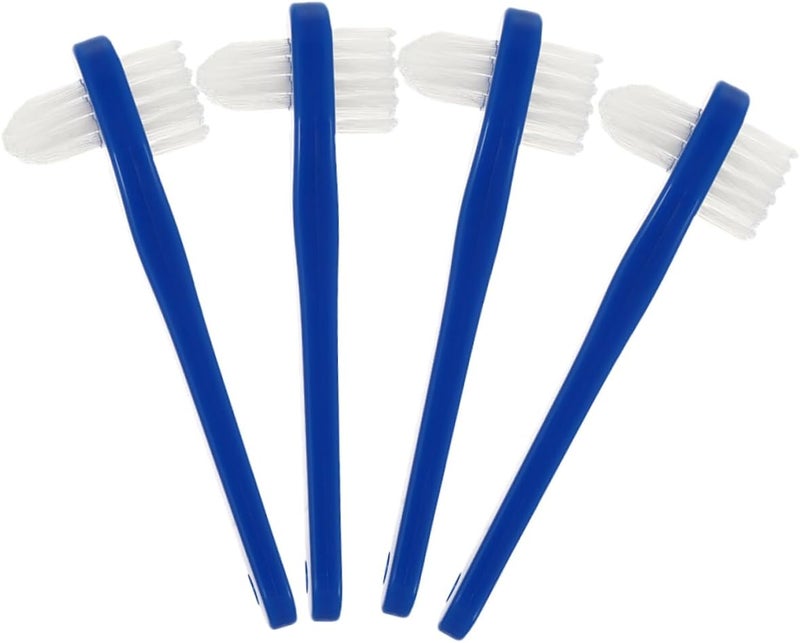 Healeved 4pcs Denture Cleaning Brush Toothbrushes Small Double Head Denture Toothbrushes Portable Easy to Use - Image 1