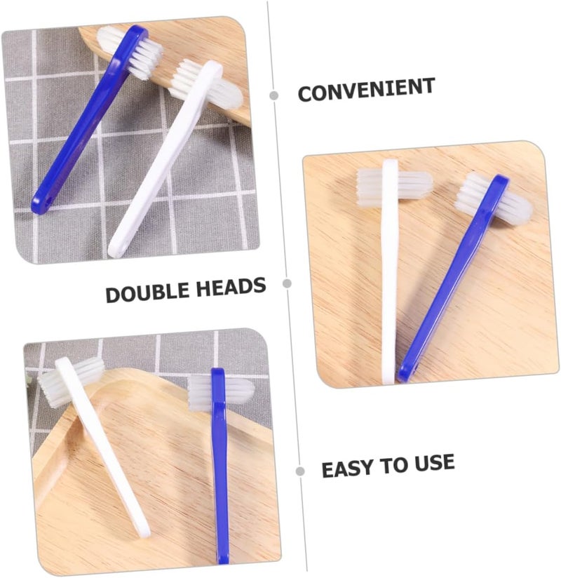 Healeved 4pcs Denture Cleaning Brush Toothbrushes Small Double Head Denture Toothbrushes Portable Easy to Use - Image 2