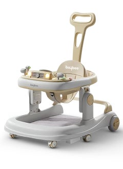 BAYBEE 3 in 1 Rollo Baby Walker for Kids, Baby Push Walker with Parental Push Handle, 5 Adjustable Height, Speed Adjustable, Foldable Kids Walker with Light, Tray & Musical Toddler Walker for Baby 6 to 24 Months Boy Girl Beige  - Image 1