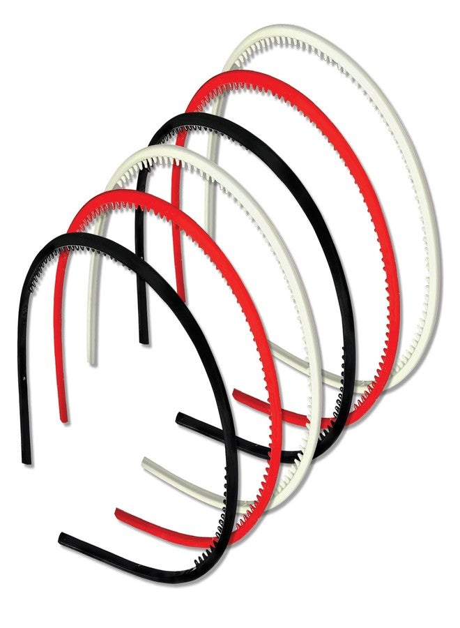 TEMPERIA (6pcs) Hair Band For Girls Women & Kids - Fancy & Stylish Hairband Headband Cute Accessories - 2 Red, 2 Black, 2 White Colours - Image 1